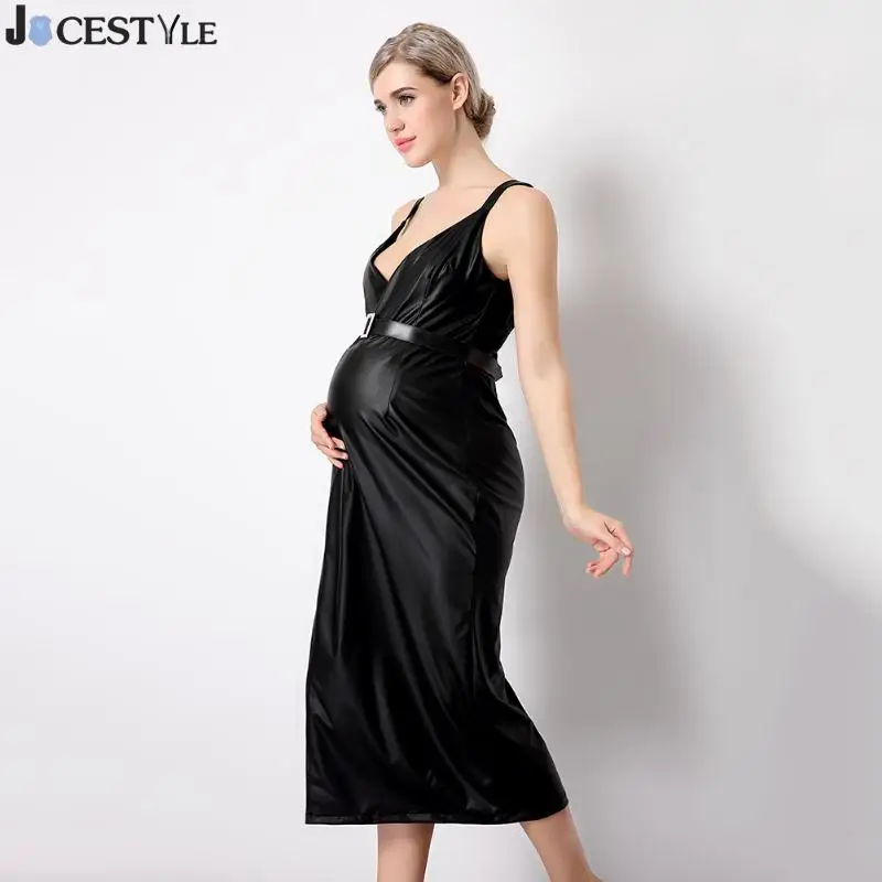 Фотография для беременных; Платье для фотосессии; Одежда для беременных из искусственной кожи с v-образным вырезом; сексуальное платье для беременных