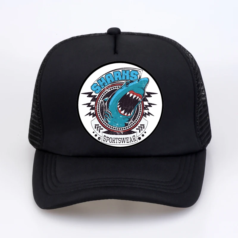 Модные мужские бейсболки с принтом акулы, дизайн Кита, Мужская кепка высокого качества, Повседневная летняя бейсбольная Кепка Дальнобойщика шляпа - Цвет: Черный