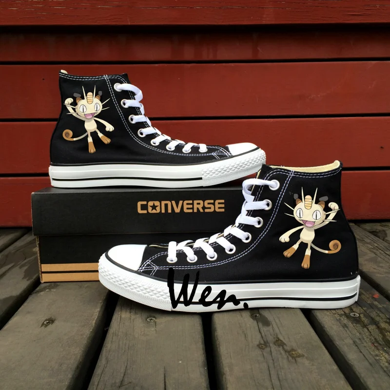 Prix pour Pokemon Converse All Star Peint À La Main Chaussures Miaouss Haute Top Noir Toile Sneakers Personnalisé Unique Cadeaux pour Hommes Femmes Prix pour Pokemon Converse All Star Peint À La Main Chaussures Miaouss Haute Top Noir Toile Sneakers Personnalisé Unique Cadeaux pour Hommes Femmes