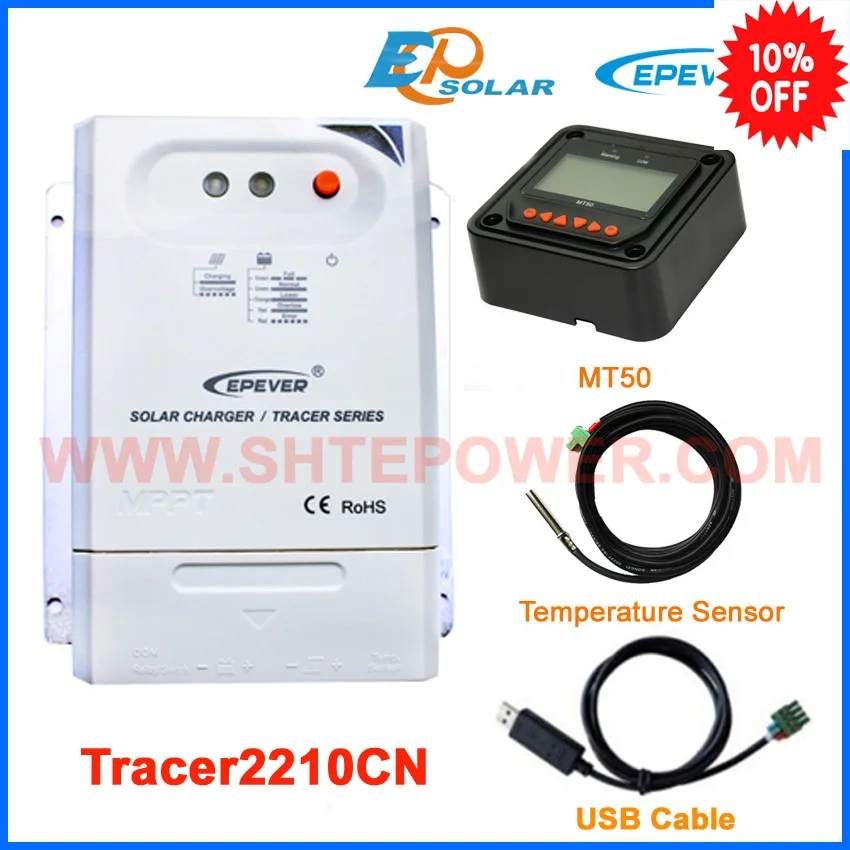 

EPEVER EPSolar 20A 20amp Tracer2210CN mppt solar panel controller free shipping MT50 meter+USB+temperature sensor cable