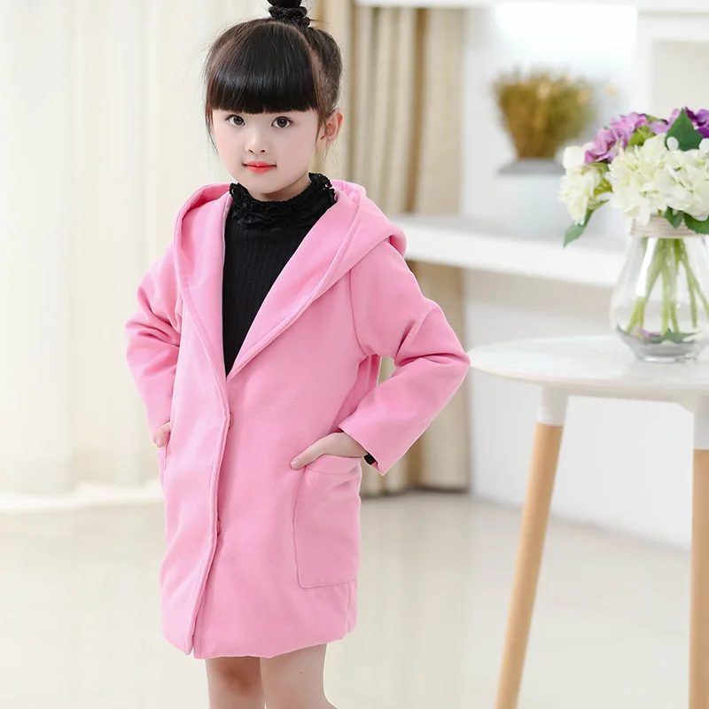 Детская куртка для девочек коллекция года, осенне-зимняя куртка для девочек, пальто теплая верхняя одежда для детей куртка для девочек с капюшоном на возраст 4, 6, 8, 10, 12 лет - Цвет: Розовый