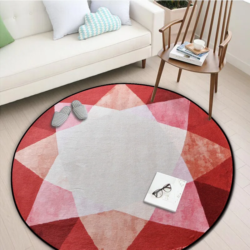 INS Nordic 3D Geonetric Carpet Study Room Carpets Round Non slip Rugs for Living Room Coffee Table Computer Chair Mat