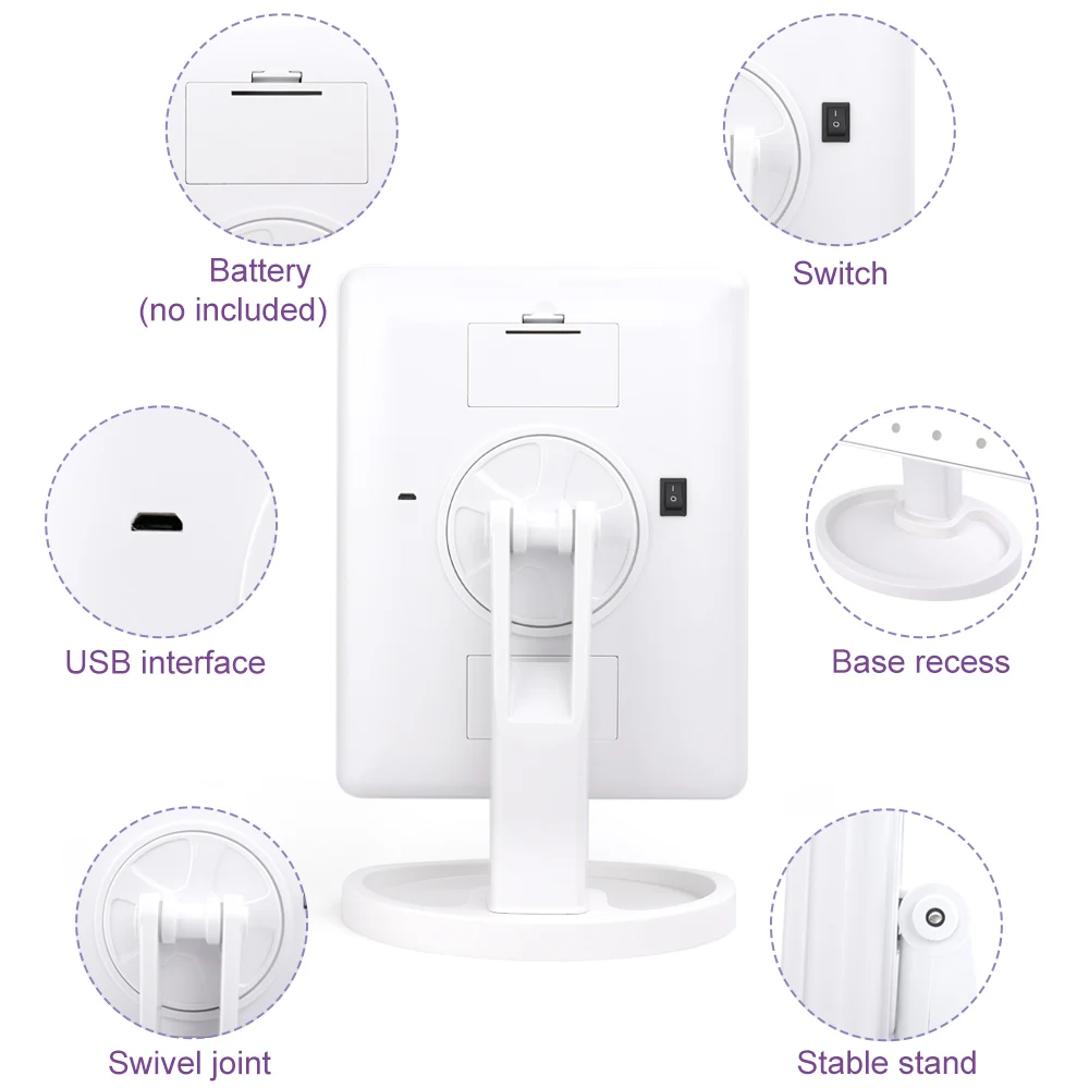 Graus de Rotação Espelho de Maquilhagem Espelho de Maquiagem de Luxo com 16 Profissional Touch Screen Espelho Luzes 180 Ajustável Mesa Led 18 High Quality Beleza e saúde
