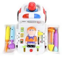 Скорой помощи доктор 836 транспортного средства набор 2-в-1 Детские игрушки притворяться Набор доктора и медицинский набор внутри Bump& Go игрушечный автомобиль со светом