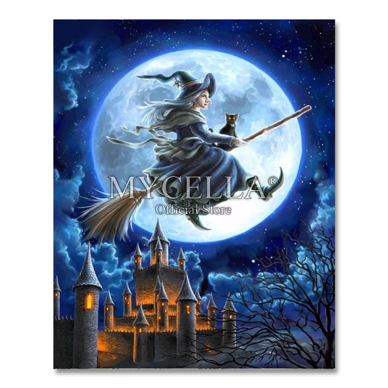 

Cartoon,Full,Diamond Embroidery, Witch and Cat,5D,Diamond Painting,Cross Stitch,Diamond Mosaic,Needlework,Crafts,Christmas,Gift