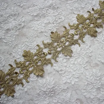

10.5cm or4.13inch wide-15Yards/lot Victorian Antique Metallic Gold Embroidery Lace Trim for Bridal,Wedding Gown, Costume design