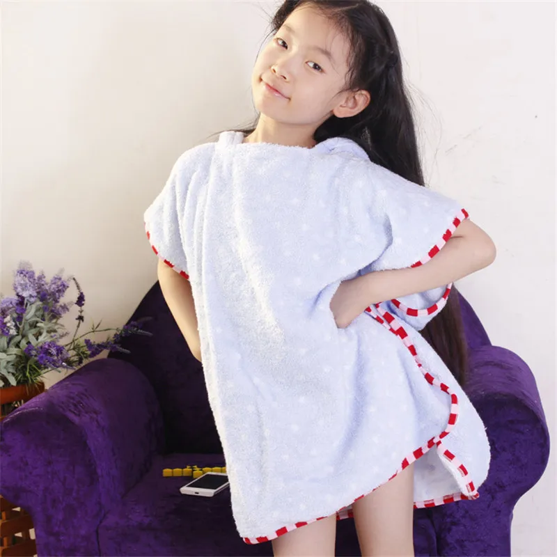 XYZLS/хлопковые детские мягкие полотенца с капюшоном, детское светло-розовое пляжное полотенце в горошек, быстросохнущее полотенце-накидка для мальчиков и девочек, пончо для детей