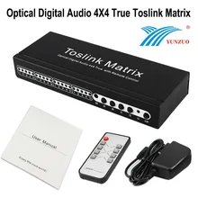 SPDIF/TOSLINK Optical Digital Audio 4x4 True Matrix W/Remote Control 4 in 4 out Switch Converter Splitter Box Device for STB DVD