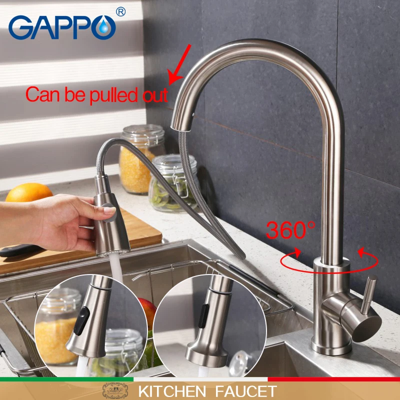 Gappo kitchen Faucets rotatable kitchen drinking water faucet flexible pull out mixer water tap Deck Mounted mixer tap