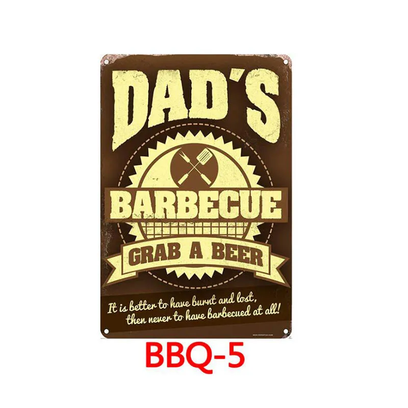 1 шт. DAD'S BBQ металлический плакат табличка винтажная металлическая жестяная вывеска домашний бар Паб декор металлические тарелки пивная Настенная Наклейка художественный плакат металлический подарок - Цвет: 5