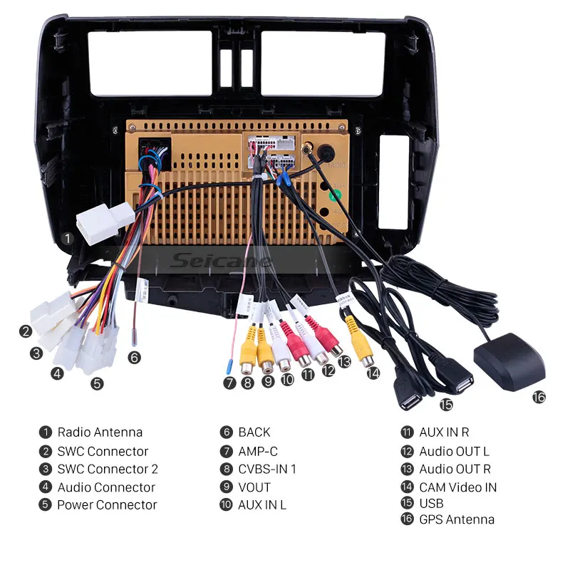 Excellent Seicane Android 8.1 9 inch Car Multimedia player For Toyota Prado 150 2010 2011 2012 2013 2din GPS Navigation support AUX USB 3