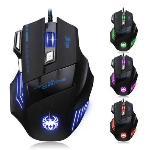 

New 7200 DPI 7 Button Mouse Gamer Gaming Optical USB Multi Color LED Backlit Wired Mouse For Pro Gamer For PC Loptop LOL Dota