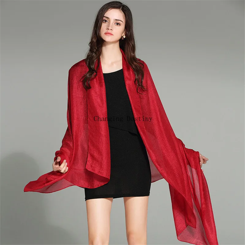 

13 Colors 185 * 100Cm Women's Scarf Pure Color Linen Super Long Tippet The Spring and Autumn Female Fashion Joker Silk Scarves