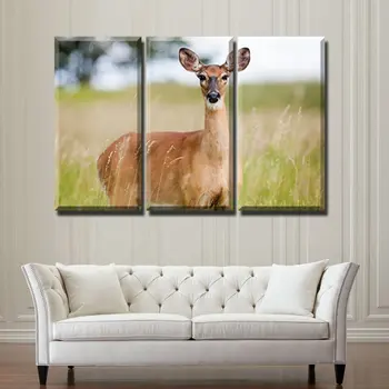 

3 Piece Gazelle Standing in Long Grass Modern Animal Canvas Wall Artwork Print for Bedroom Decoration Drop shipping