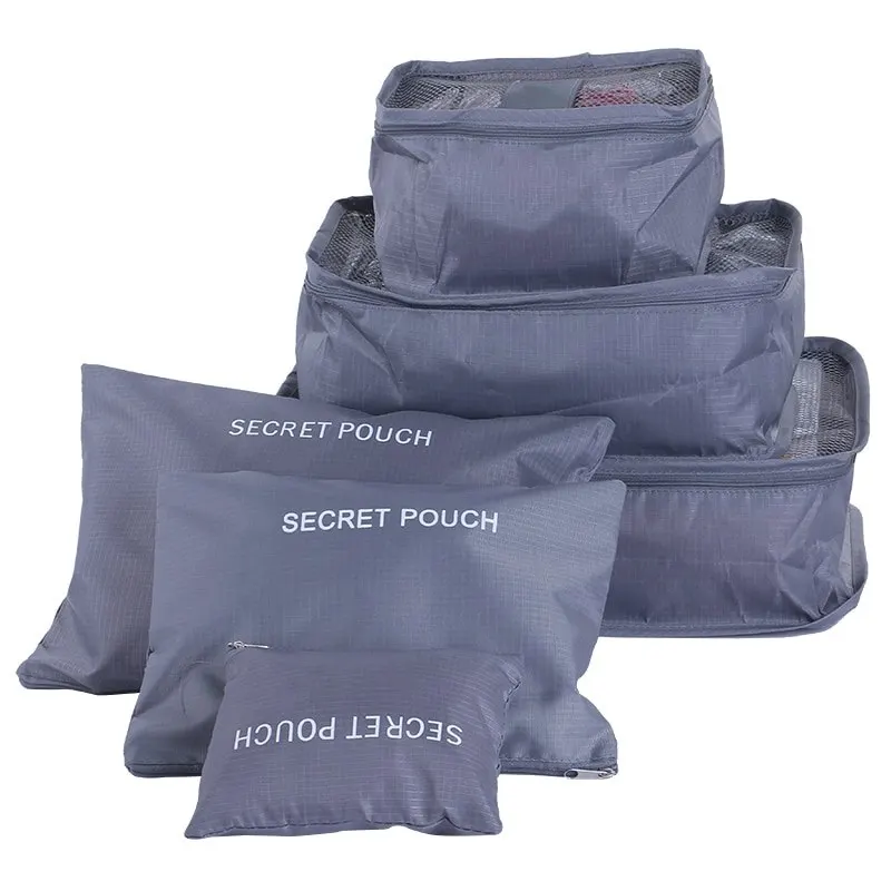 6 шт./компл. дорожная сумка для одежды функциональный, аксессуары для путешествий, чехол для Чемодан высокое Ёмкость сетчатый мешок - Цвет: grey