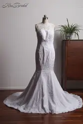 Новые Красивые свадебные платья 2018 стиль русалки винтажное кружевное подвенечное платье с коротким шлейфом Свадебное платье без рукавов