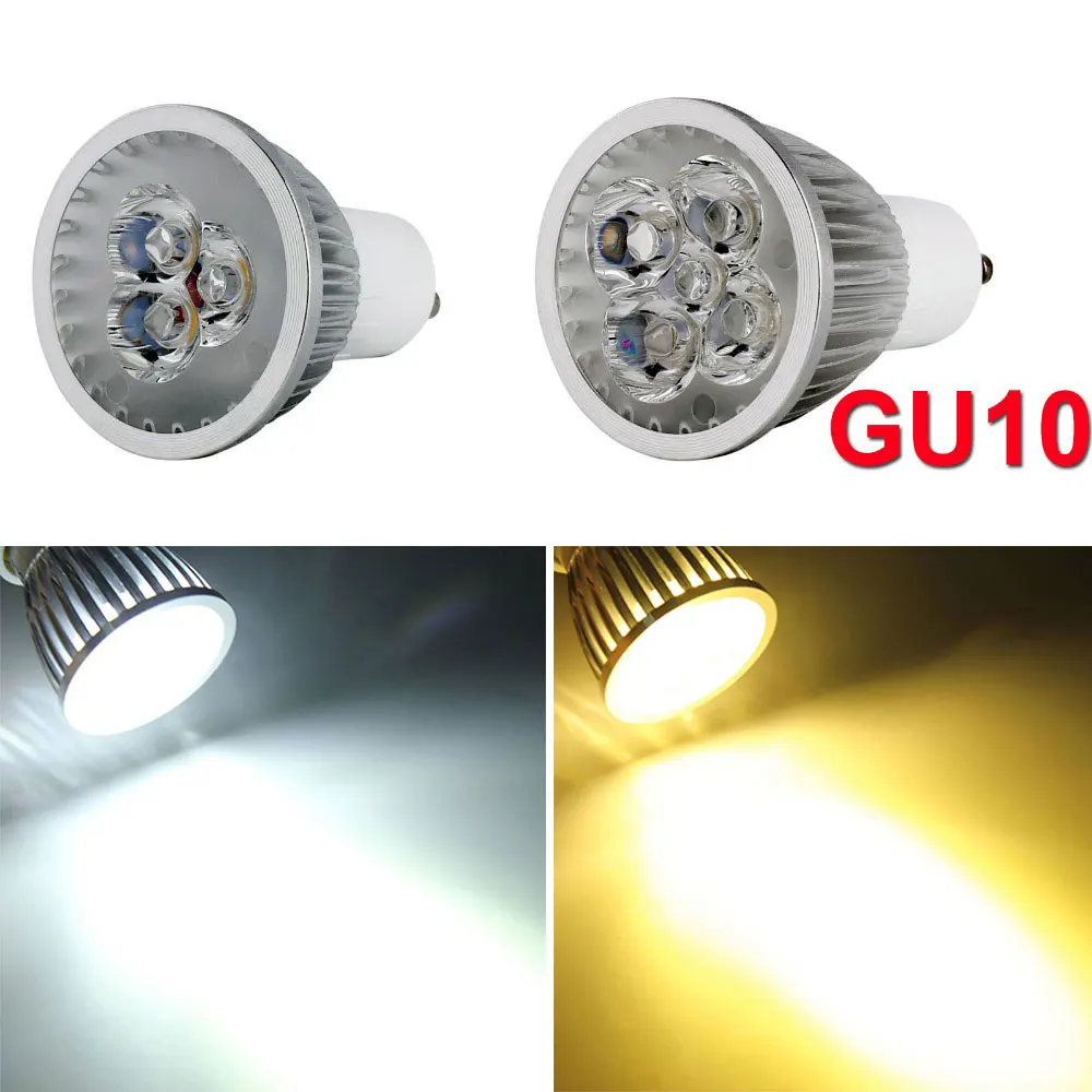

1Pcs GU10 12W Dimmable LED Spotlights 4Leds Super Bright LED Bulb High Power Lamp White/Warm White Aluminum 400LM 85-265V
