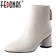 FEDONAS/женские ботильоны наивысшего качества; теплые ботинки «Челси» из натуральной кожи на высоком каблуке; сезон осень-зима; модная женская обувь для вечеринок