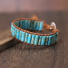 Быстрорастущий щит ручной работы по продаже синий Император Ван Ши император камень Одиночная кожа Национальный Ветер браслет с ручной регулировкой размера