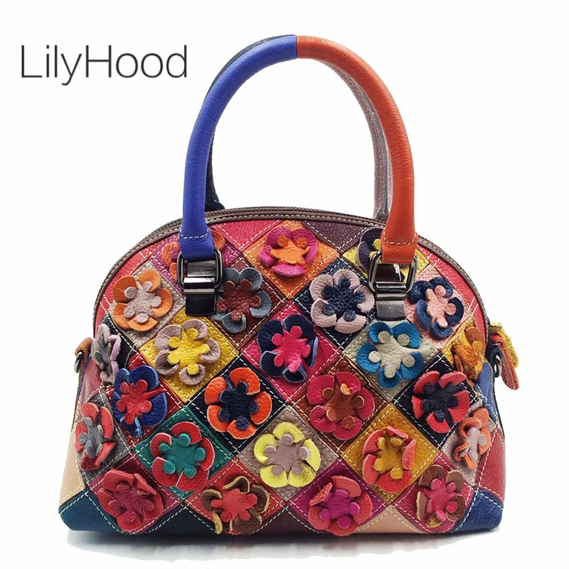 

floral genuine leather handbag
