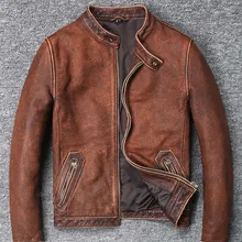 Винтажное Мужское пальто из натуральной коровьей кожи, Мужская мотоциклетная байкерская куртка пилота, Весенняя Осенняя коричневая куртка xxxxxl 4xl 5xl