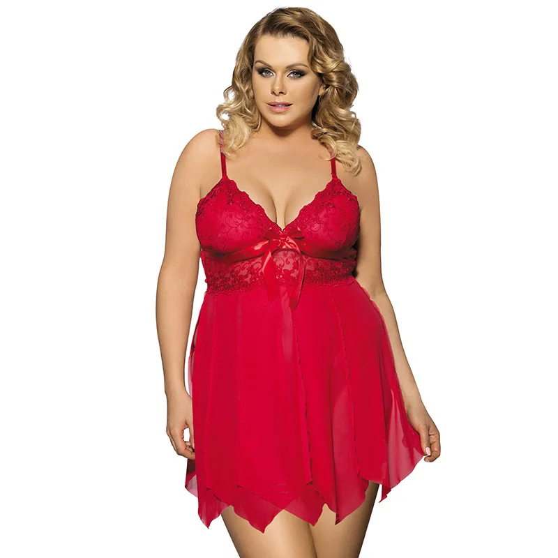 New Hot Women Nightgowns Sex Sleepshirts Plus Size Lace Nightdress Big