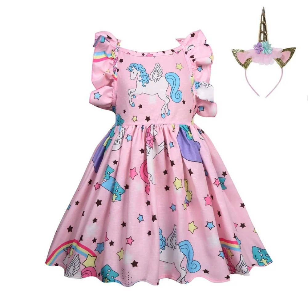 Розничная платьев для девочек, платье для девочек с изображением Маленького Пони костюм принцессы с героями мультфильмов г. Детская одежда, летняя стильная детская одежда
