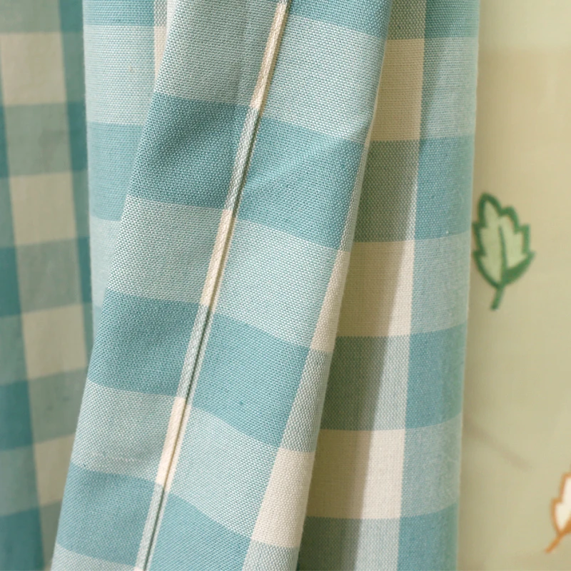 Cortinas de cuadros verdes de estilo fresco Rural cortinas de princesa para sala de estar dormitorio chica ventana tratamientos algodón poliéster