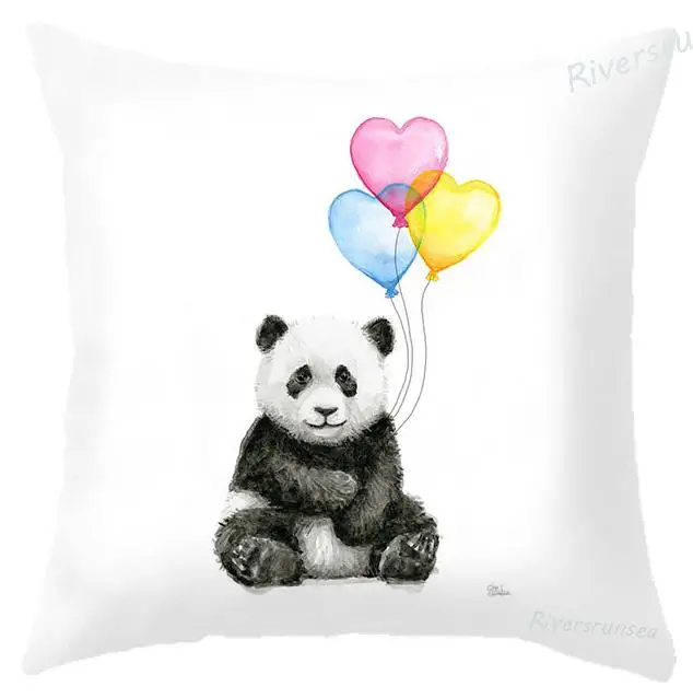 Черно-белая подушка с животными, простой воздушный шар, слон, Зебра, подушка-панда, милый мультяшный собака, розовый декоративный, с рисунком фламинго для дома - Цвет: A2