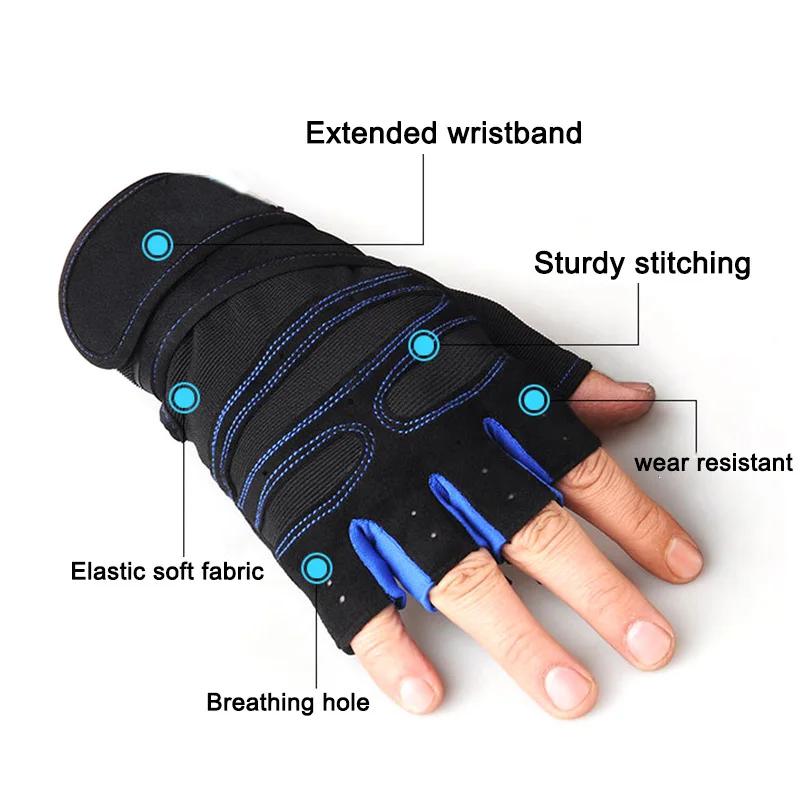 Anti Slip Weight Lifting Gloves Half Finger Fitness Wrist Wraps Sports Gym Training Outdoor Bycicle Exercise Body Building