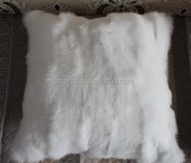 Натуральная белая домашняя декоративная подушка из кроличьего меха Подушка из натурального меха