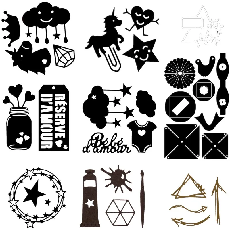 

Geometry Cloud Diamond Star Metal Cutting Dies Stencil for DIY Scrapbooking Embossing Album Decoration Paper Card Craft Die