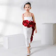 Высококачественное детское бальное платье; одежда для маленьких девочек; комбинезоны; Модный комбинезон с цветочным узором; вечернее платье; карнавальный костюм; Y879