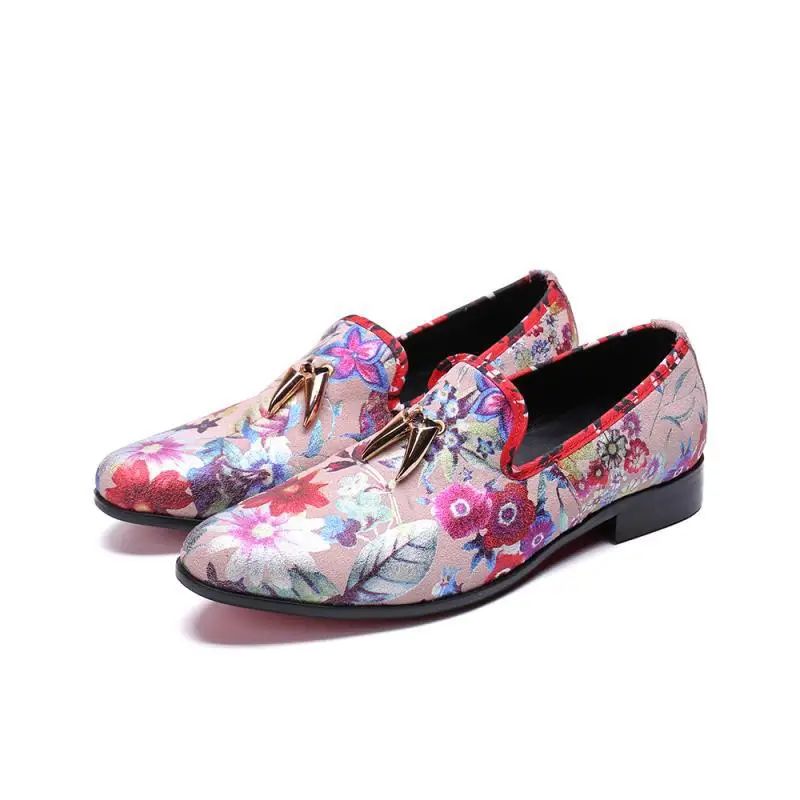 

Fashion Forward Men Red Loafer Shoes Round Toe Breathable Print Man Casual Comfort Shoes Slip On