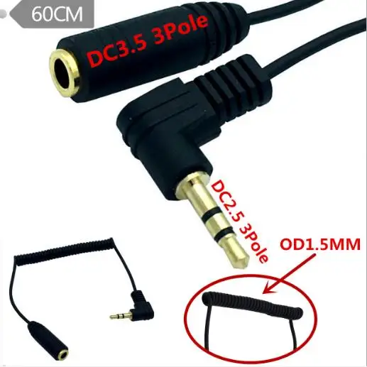 

Mini computer 2.5 revolutions 3.5 female headphones to convert audio cable spring retractable line 0.6 m OD1.5MM