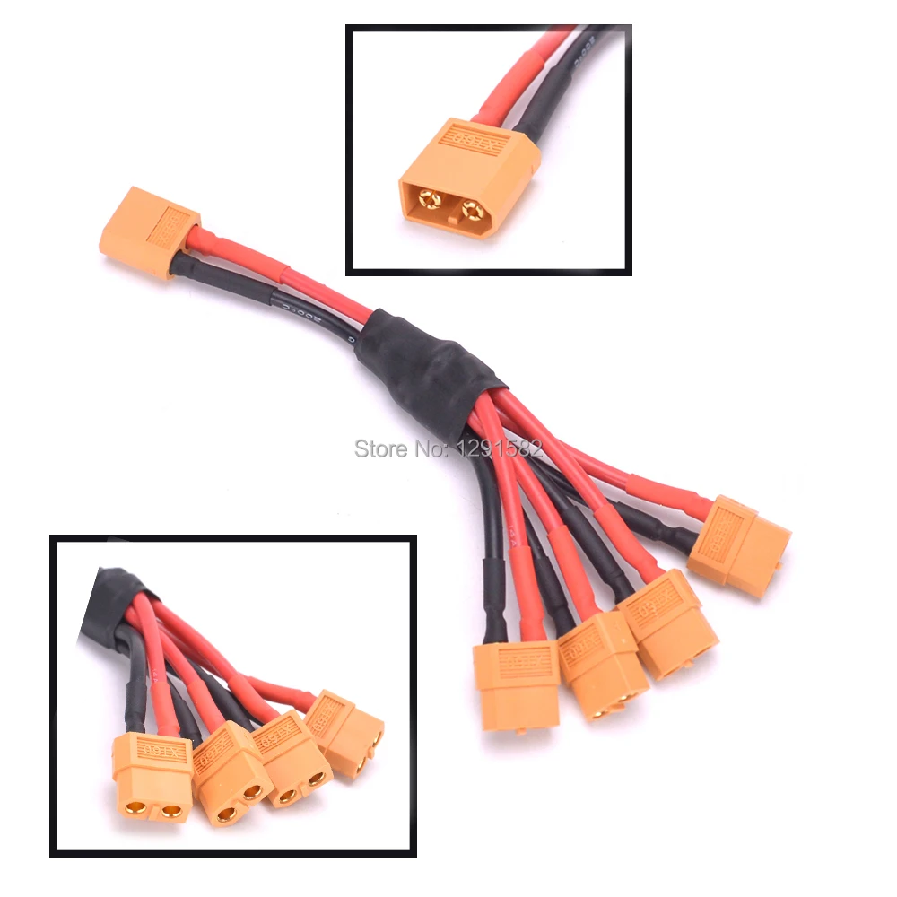 

XT60 1 Male to 4 Female connector Parallel Connection Quadcopter Power Distribution Cable for RC Drone