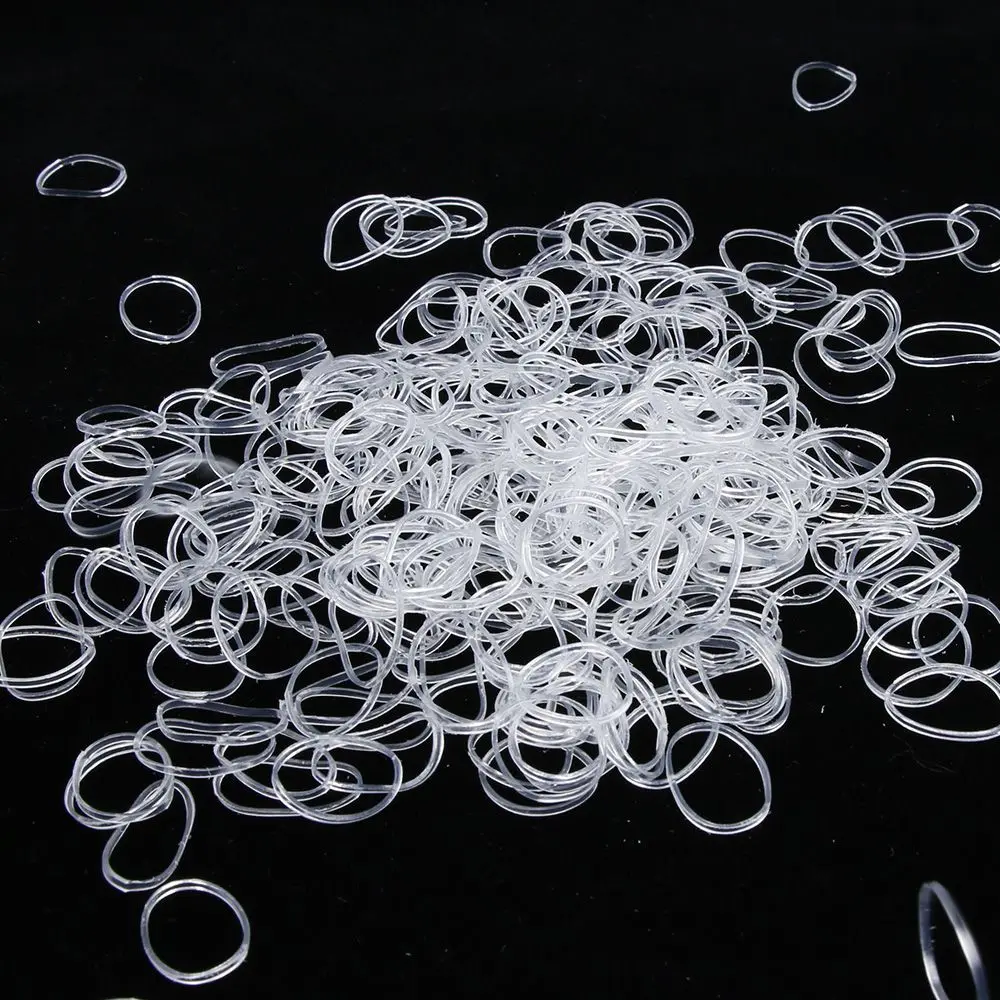 

600Pcs/bag Hair Rubber Cord Rubber Band Transparent White 1mm Clear Ponytail Holder Elastic Rubber Hair Rope Braider Tool