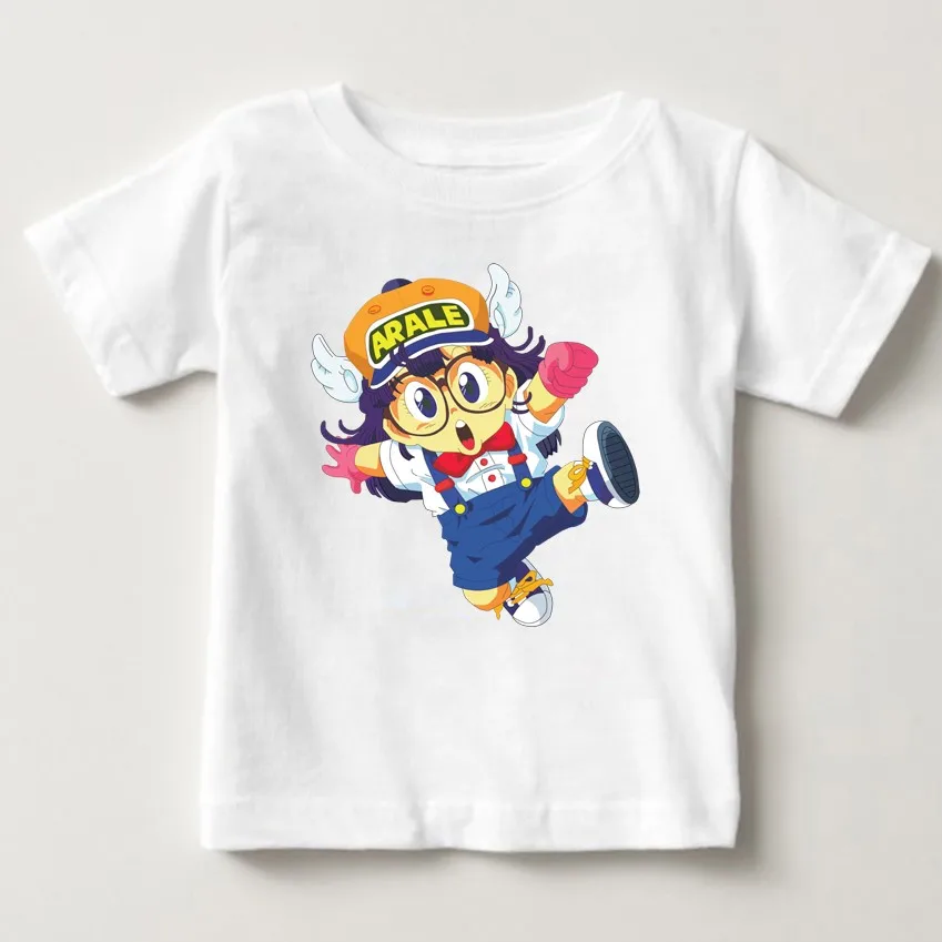 Arale Dr. Dr Slump, Летние Стильные крутые топы с принтом японского аниме, футболки для девочек, детская футболка, Детская футболка из Джерси, MJ - Цвет: White childreT-shirt