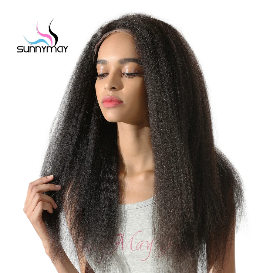 Sunnymay Peruvian Remy Pre Plucked African American Kinky Straight Lace Front font b Human b font