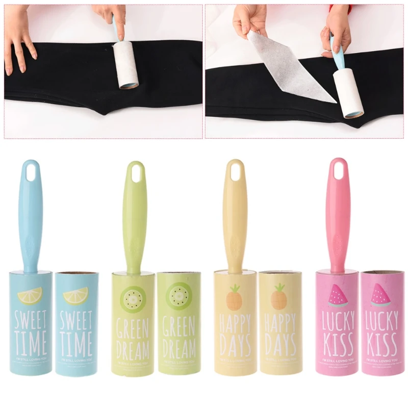 

Fruit Pattern Paper Adhesive Lint Roller Brush Pet Hair Remover Reusable Cleaner Super sticky practical 2019