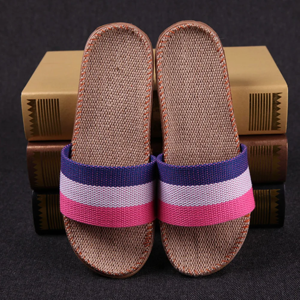 

New Linen Beach Slippers Couples Unisex Shoes Anti-skid slippers Outdoor Beach Sandals 5 Colors for Choice