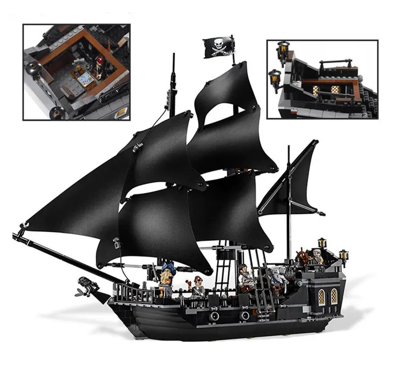 

[Best] 804PCS Pirates of the Caribbean The Black Pearl Model set Ship Building Blocks Boat and 6pcs figures toy child kids gift