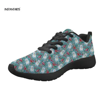 

INSTANTARTS Women Running Shoes Westie Flower Pattern Sneakers Air Mesh Outdoor Sport Shoes for Woman Zapatillas Mujer Deportiva