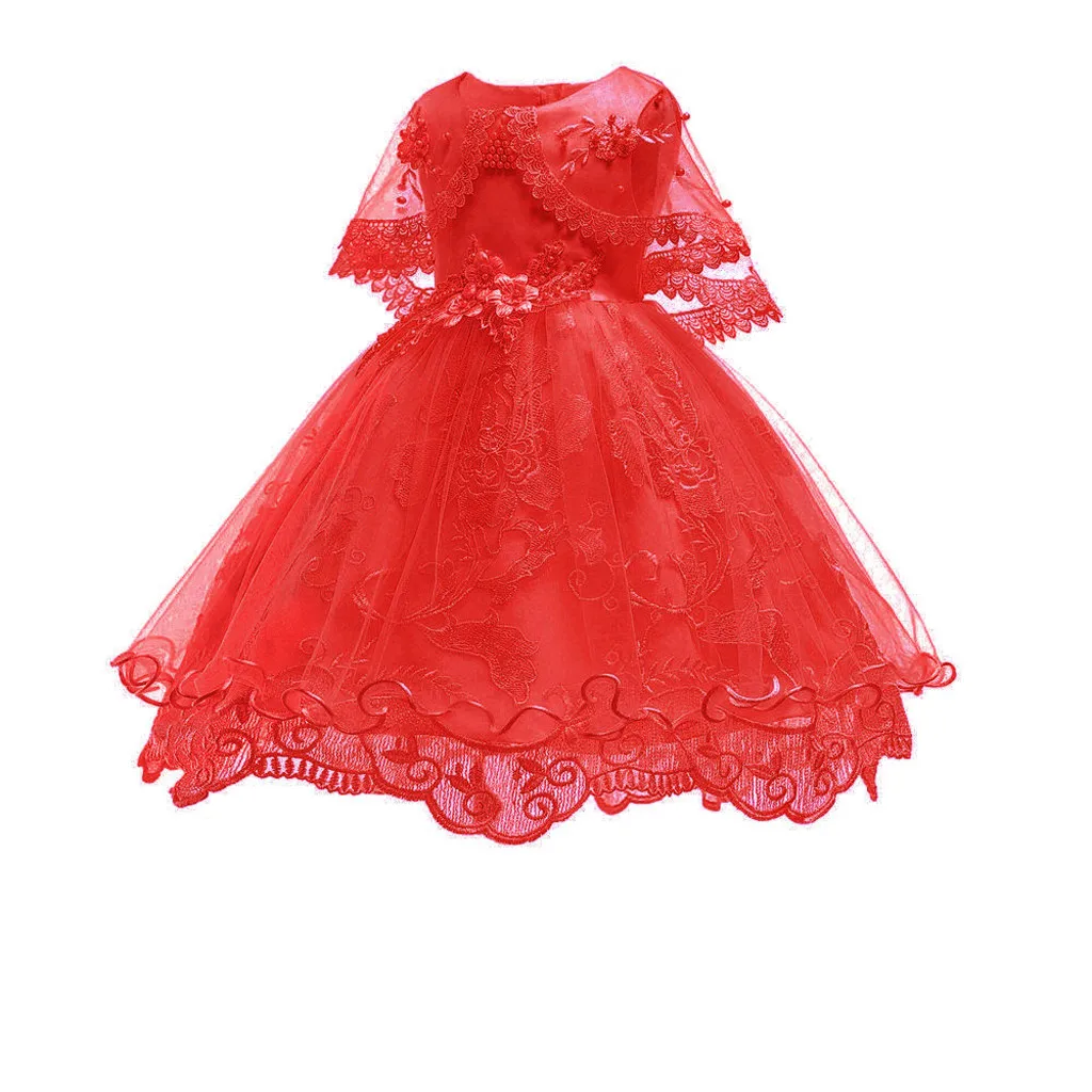 MUQGEW/Одежда для маленьких мальчиков и девочек платье принцессы с цветочным рисунком для маленьких девочек, праздничное платье подружки невесты на день рождения, свадебное платье - Цвет: Red