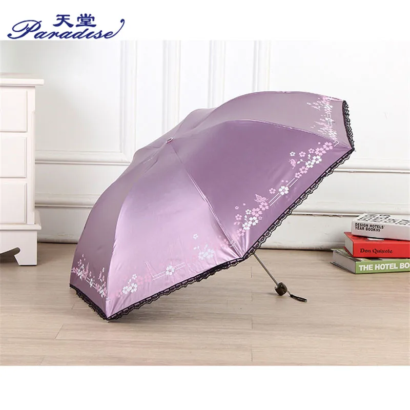 

Flowers Umbrella Black Coating Umbrella Women Sunny and Rainy Portable Fashion Folding Umbrellas Small Sun Parasol GirlsUmbrella