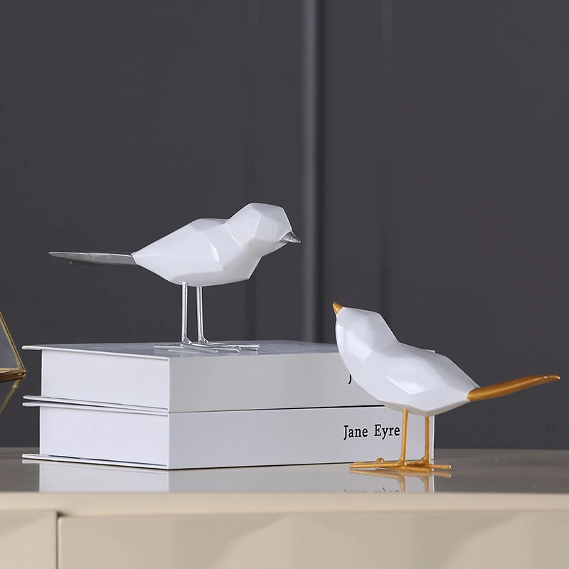 

Modern Resin Dird TV cabinet Decoration soft showroom model room entrance living room Nordic bird statue Silver Golden