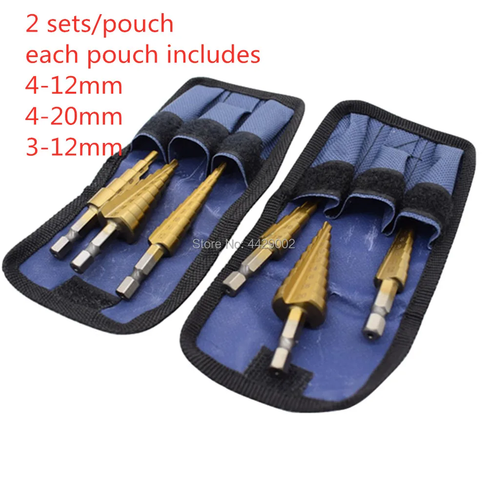 6pcs Step Drill Bit 4-12mm 4-20mm 3-12mm Cone Drill Bit 1/4 Inch Shank Metal Steel Aluminium Copper Brass Fibreglass Pvc Cutting