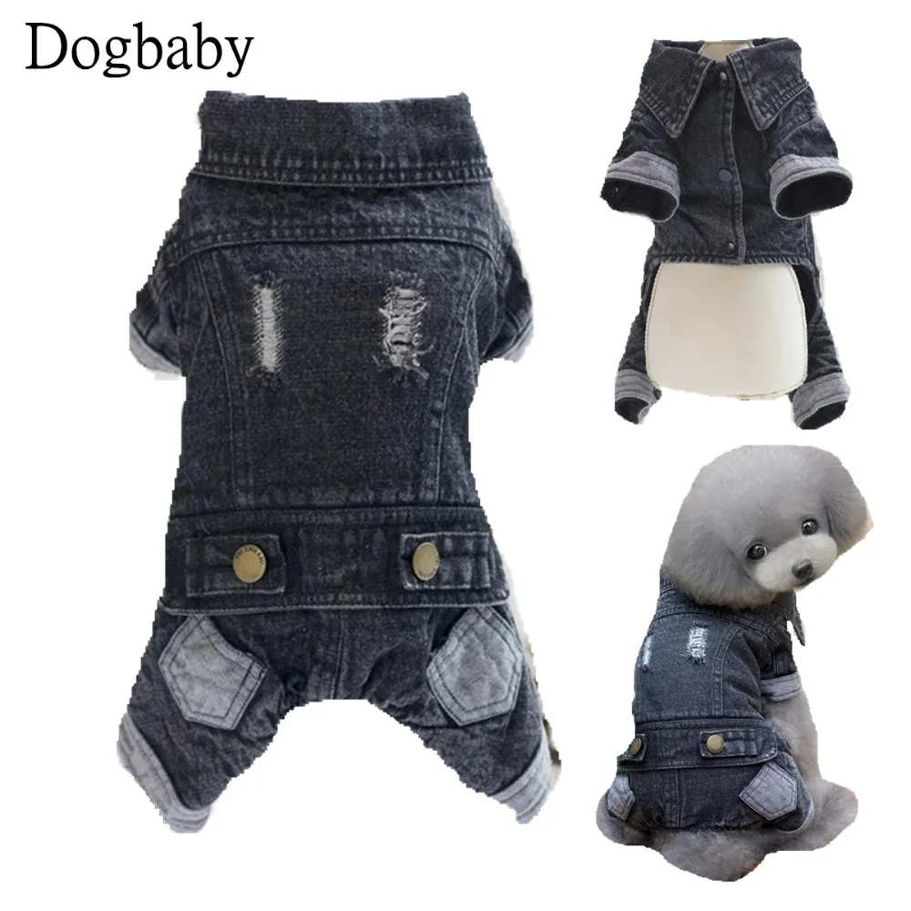 

E12 Fashion Warm Dog Jeans Thickening Four Legs Pet Clothes for Autumn and Winter Denim Fabric Dog Jumpsuits Supplies for Pets