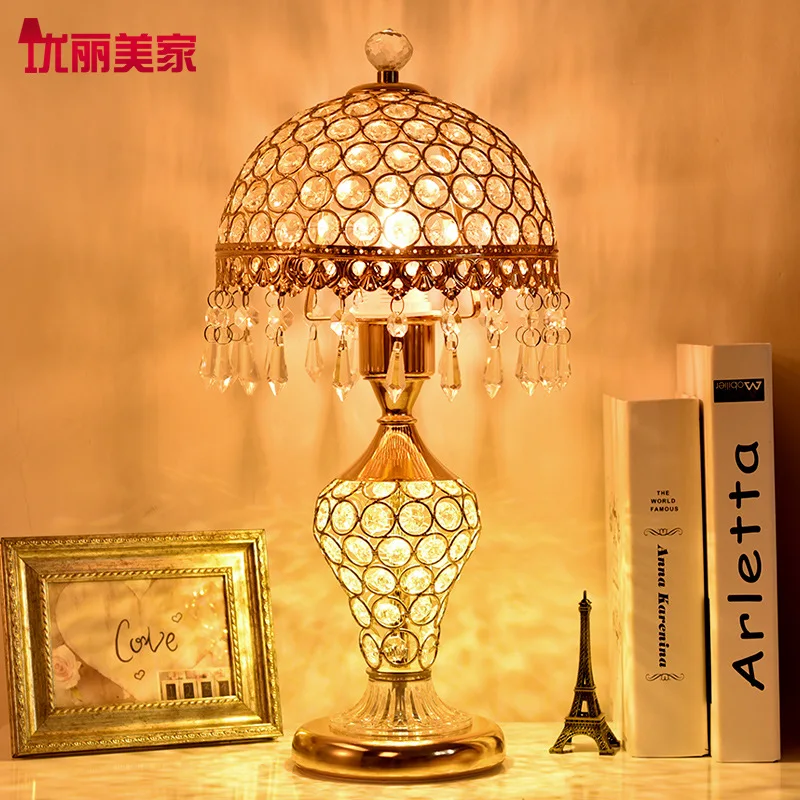 

YOOK European Crystal Table Lamp for Bedroom Bed Lamp Warm Lighting Up and Down Living Room Luxury LED Table Lamp Modern