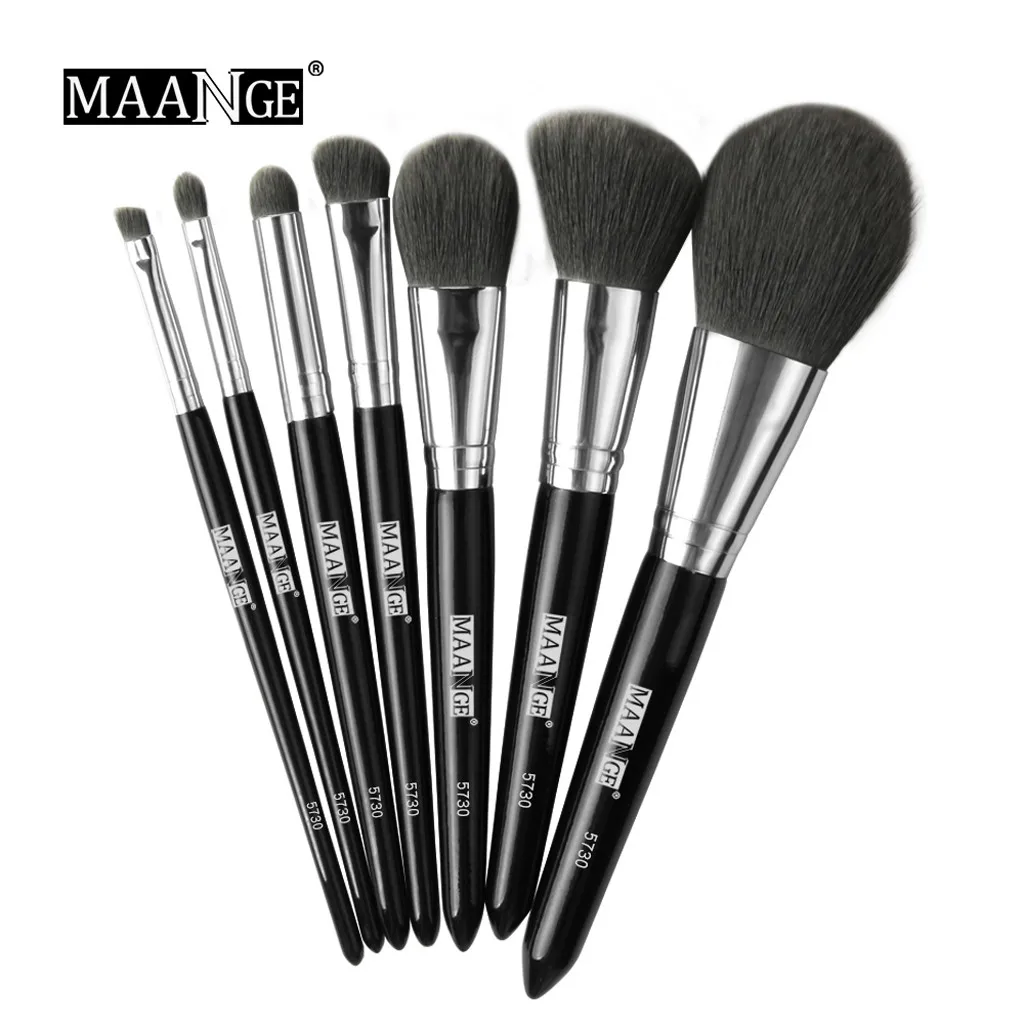 

MAANGE 7Pcs New Wooden Cosmetic Makeup Brushes Eyebrow Eyeshadow Foundation Brush Professional Make Up Brushes pincel maquiagem